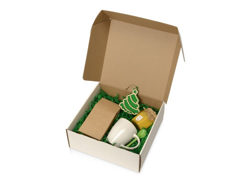 Подарочный набор с чаем, кружкой, медом и новогодней подвеской Чайная церемония, зеленое яблоко