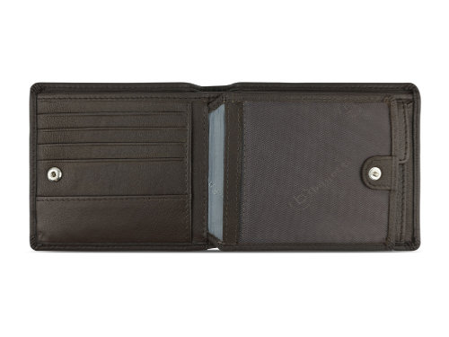 Портмоне BUGATTI Bomba, с защитой данных RFID, коричневое, кожа/полиэстер, 12х2х9,5 см