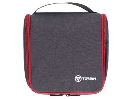 Несессер TORBER, дорожный, чёрный/бордовый, полиэстер 300D, 20 х 18 х 8 см