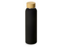 Стеклянная бутылка с бамбуковой крышкой Foggy, 600мл, черный (Р)