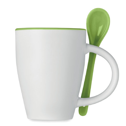 Чашка с ложкой (зеленый)
